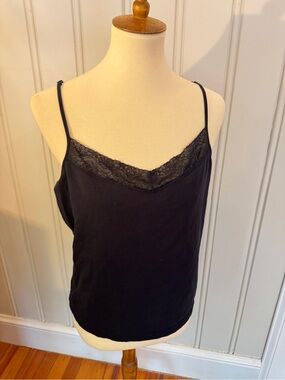 Vintage Talbots Black Lace Trim Camisole Tank Top Y2K Large